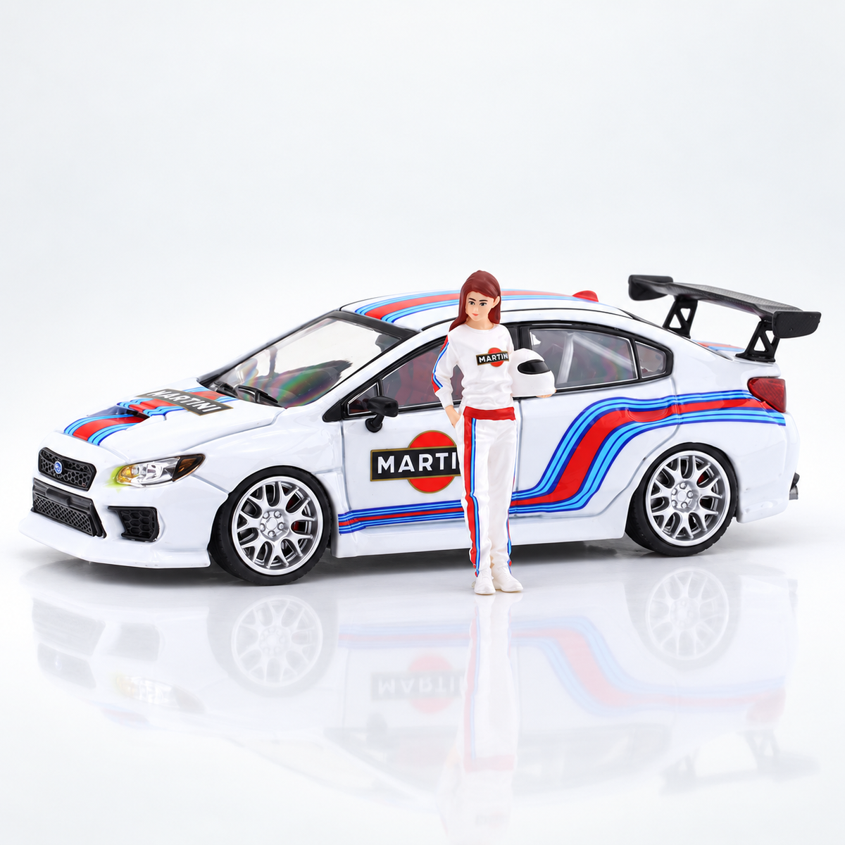 Subaru WRX-STI Martini with figure 1:64 Time Micro Diecast Scale Model Car Miniature