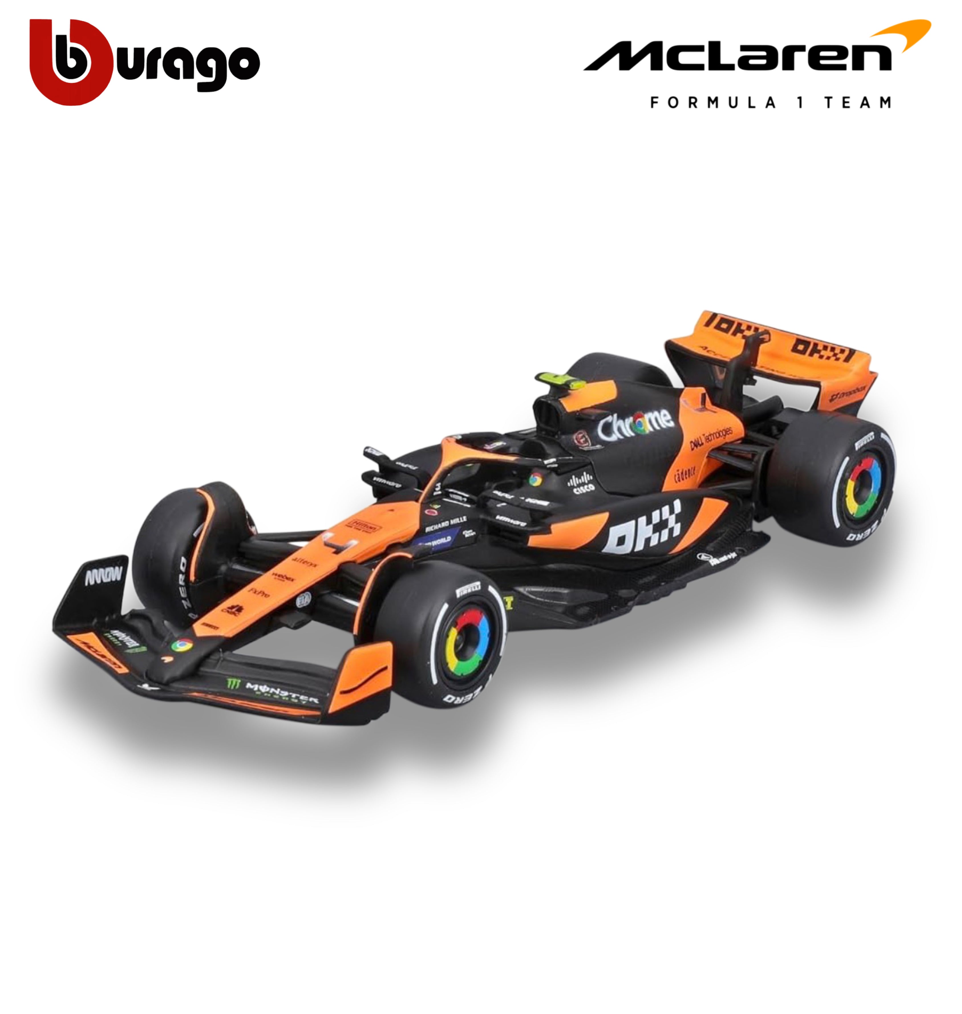 Mercedes Semi Truck with McLaren MCL38 #4 Lando Norris – 1:43 Diecast Model