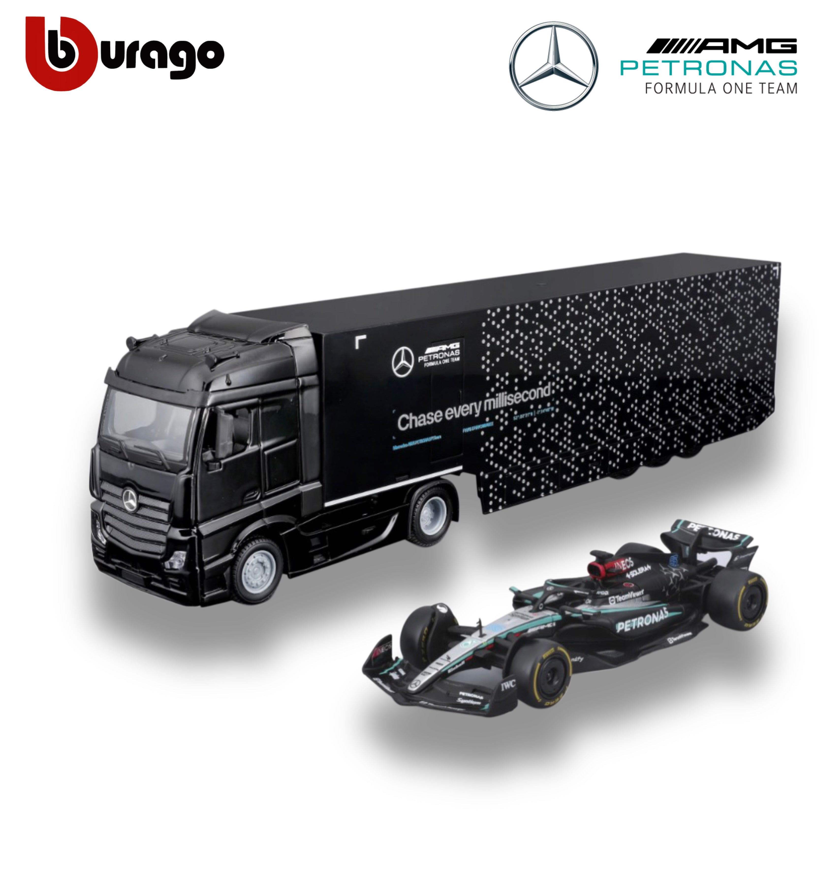 Mercedes-AMG Semi Truck with Mercedes W15 #63 George Russell – 1:43 Diecast Model