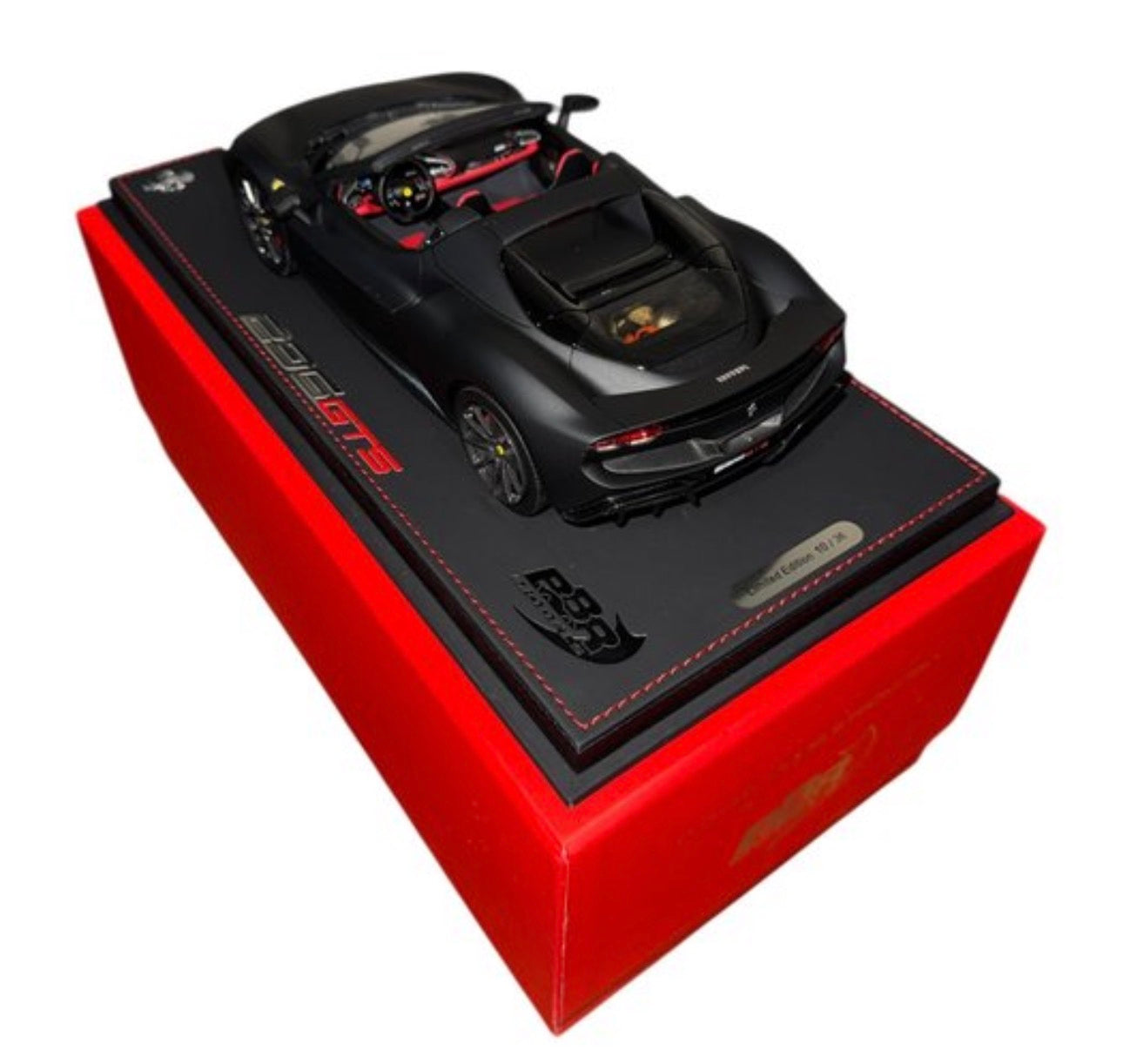 BBR 1:18 Ferrari 296 GTS – Matt Black / Red Interior – Limited Edition 10/36