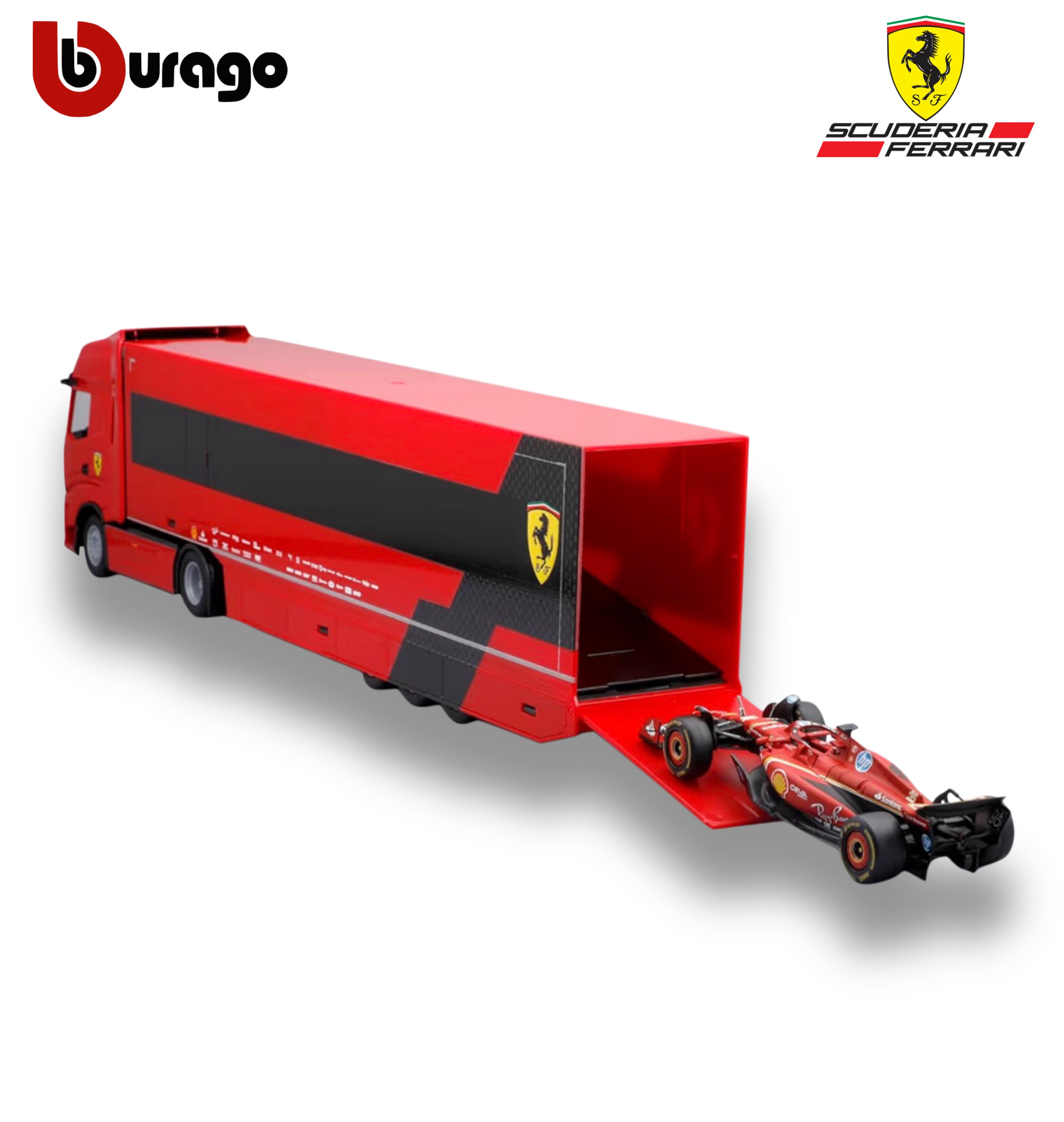 Iveco S-Way 570 Racing Transport with Ferrari SF-24 #16 Charles Leclerc – 1:43 Diecast Model