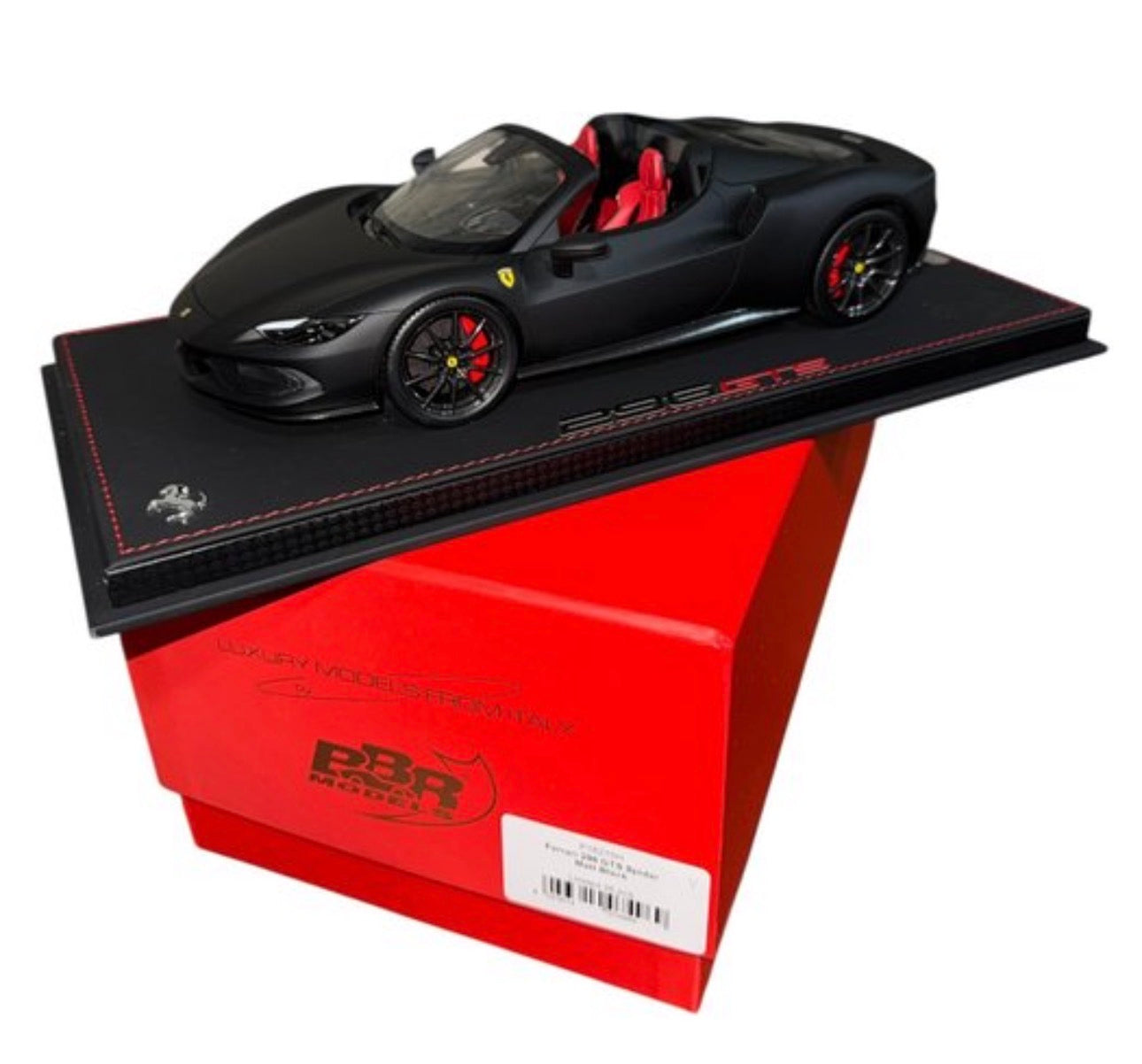 BBR 1:18 Ferrari 296 GTS – Matt Black / Red Interior – Limited Edition 10/36