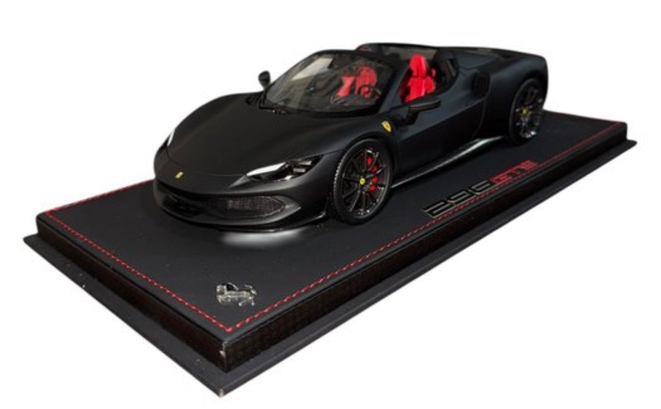 BBR 1:18 Ferrari 296 GTS – Matt Black / Red Interior – Limited Edition 10/36