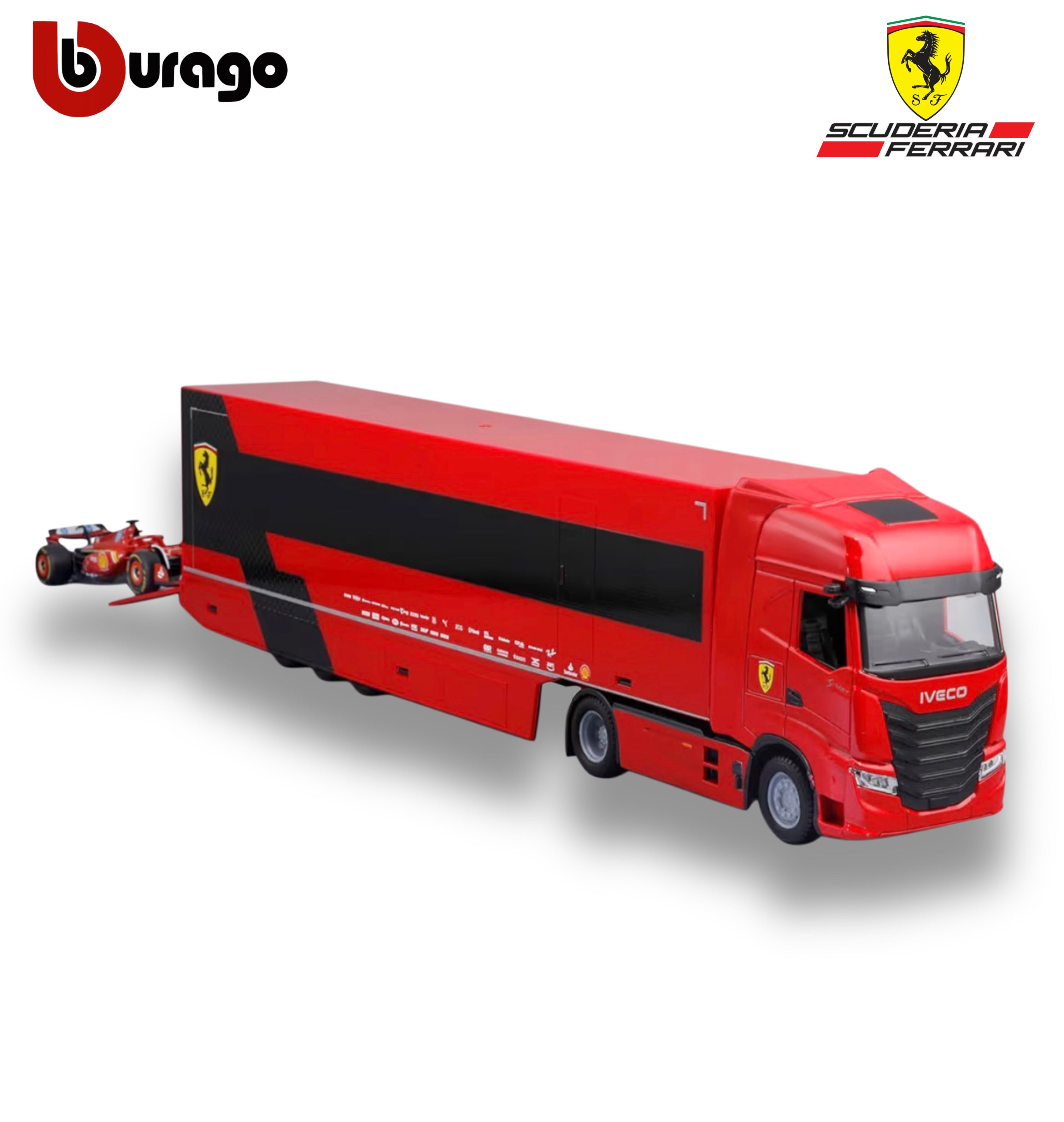 Iveco S-Way 570 Racing Transport with Ferrari SF-24 #16 Charles Leclerc – 1:43 Diecast Model