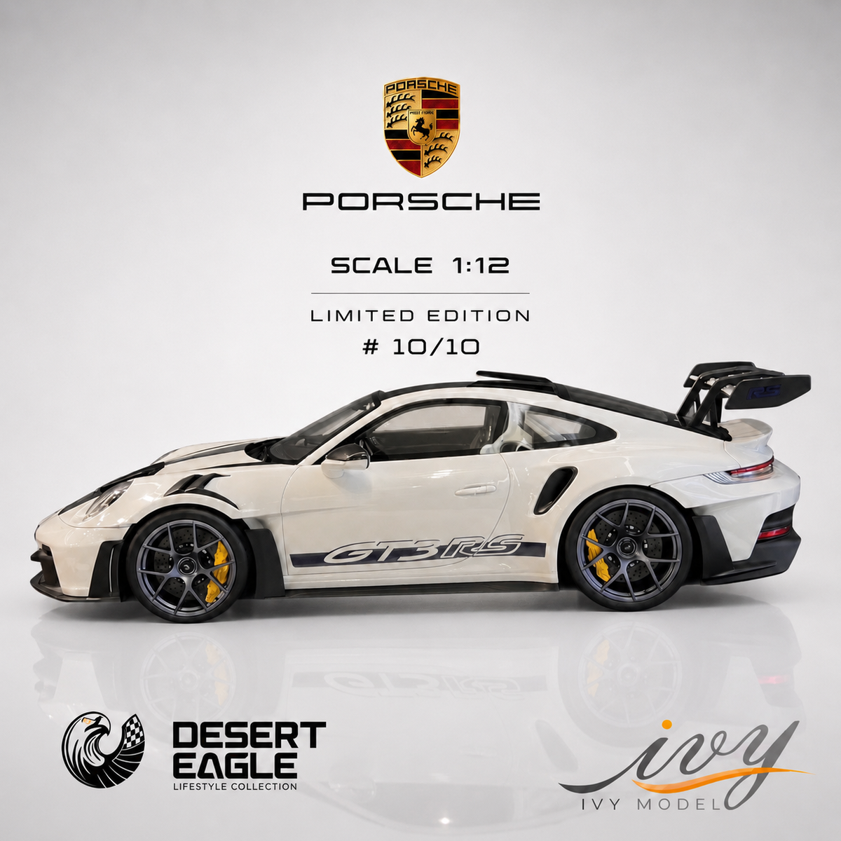 Porsche 992 GT3 RS | Scale: 1:12 | Manufacturer: Ivy Model | Color: Ice Gray / Dark Blue | Limited Edition: 10 Worldwide | Edition: 10/10