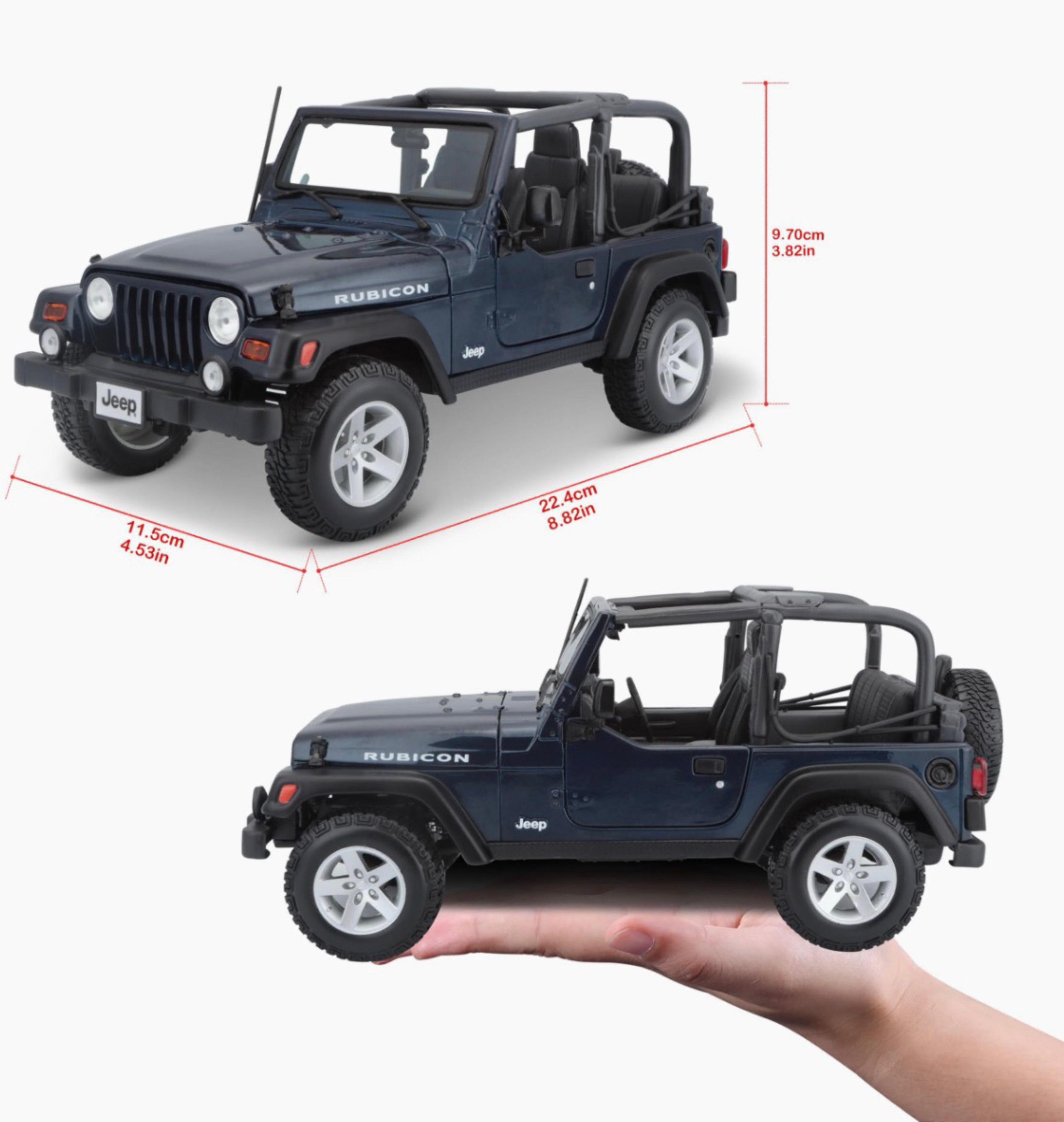 1/18 Diecast Maisto Jeep Wrangler Rubicon in Dark Blue