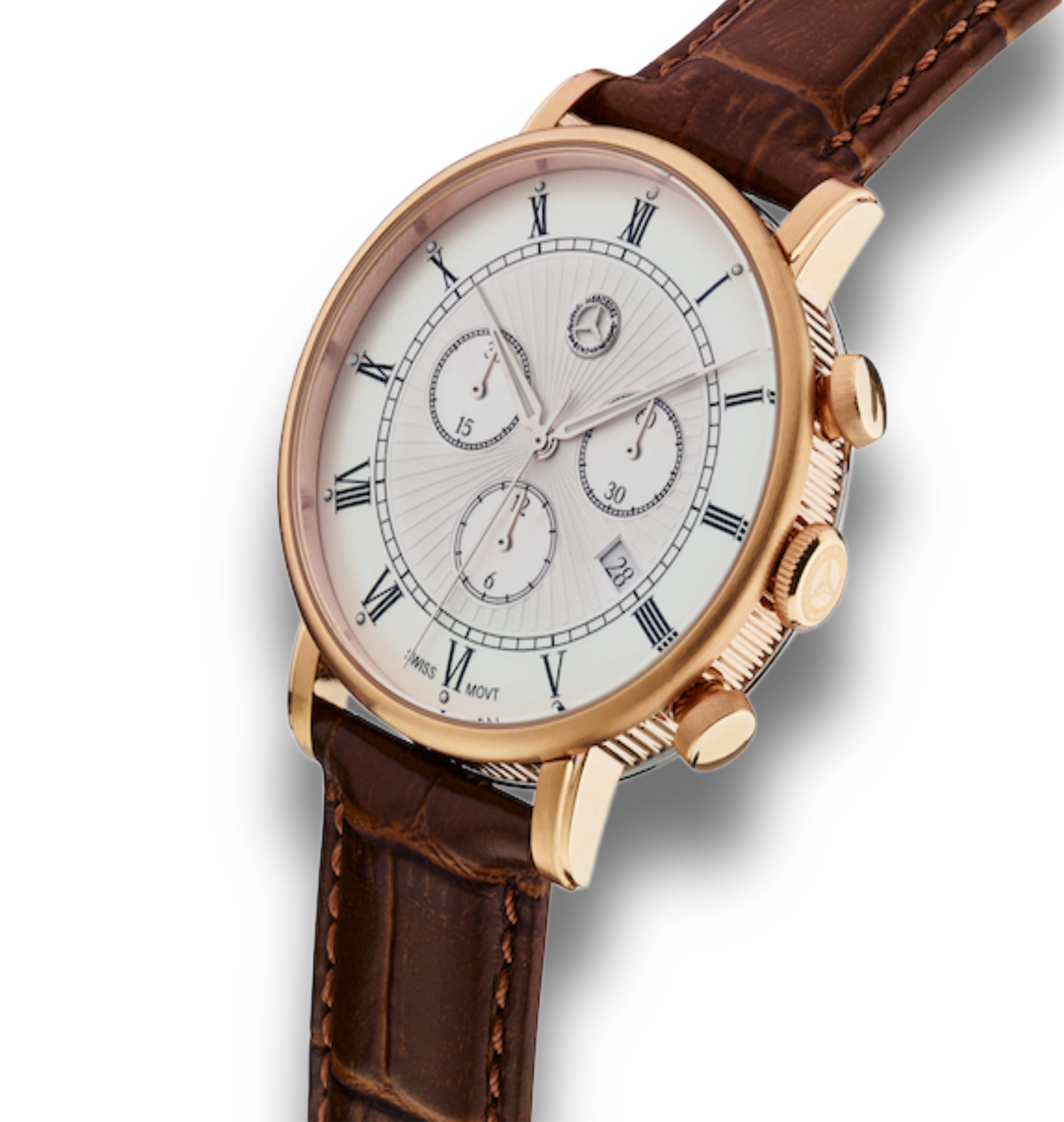 Men's Chronograph Watch, Classic Retro Gold