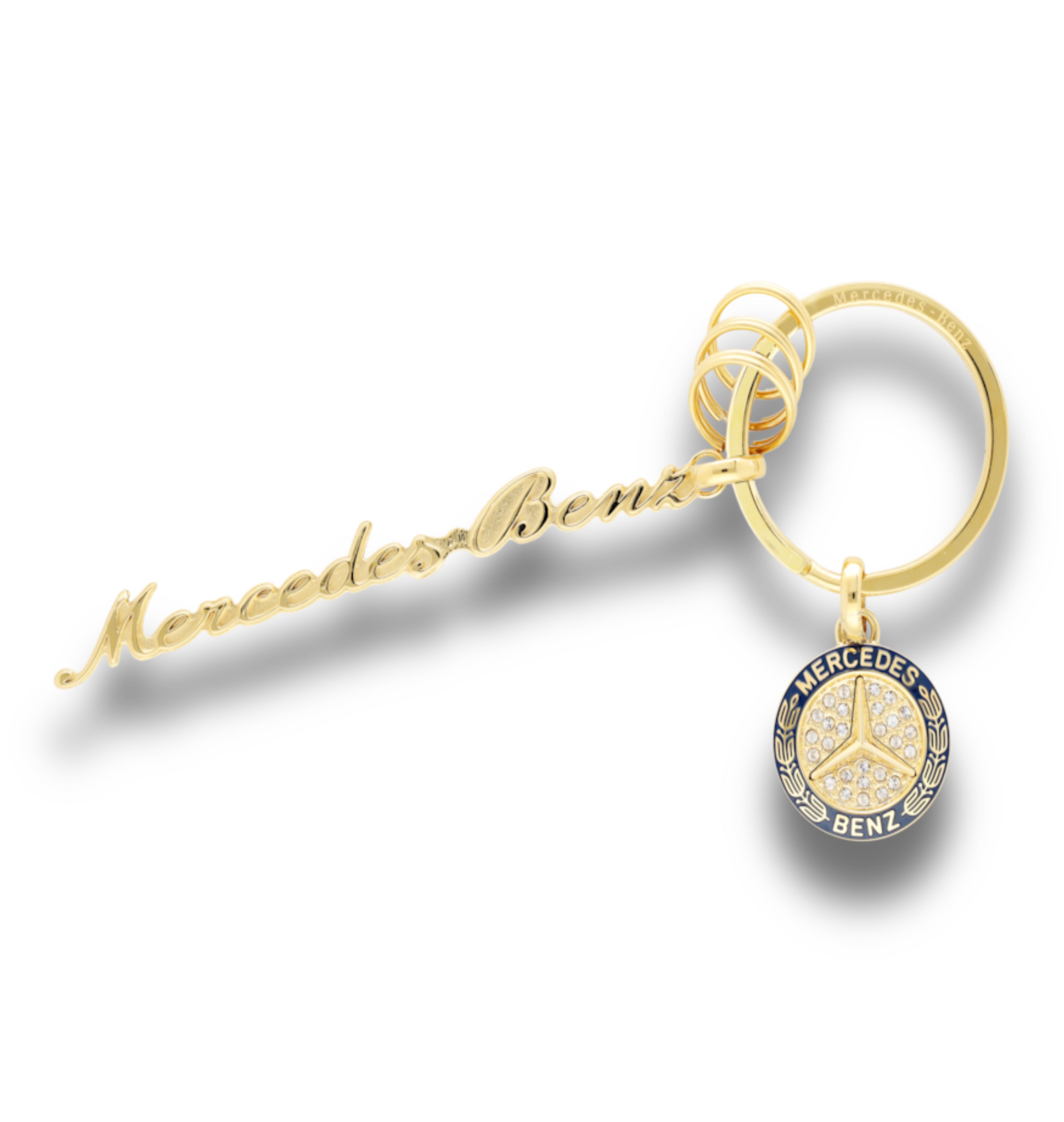 MERCEDES-BENZ  Key Ring, Mercedes Classic Lettering ,Gold